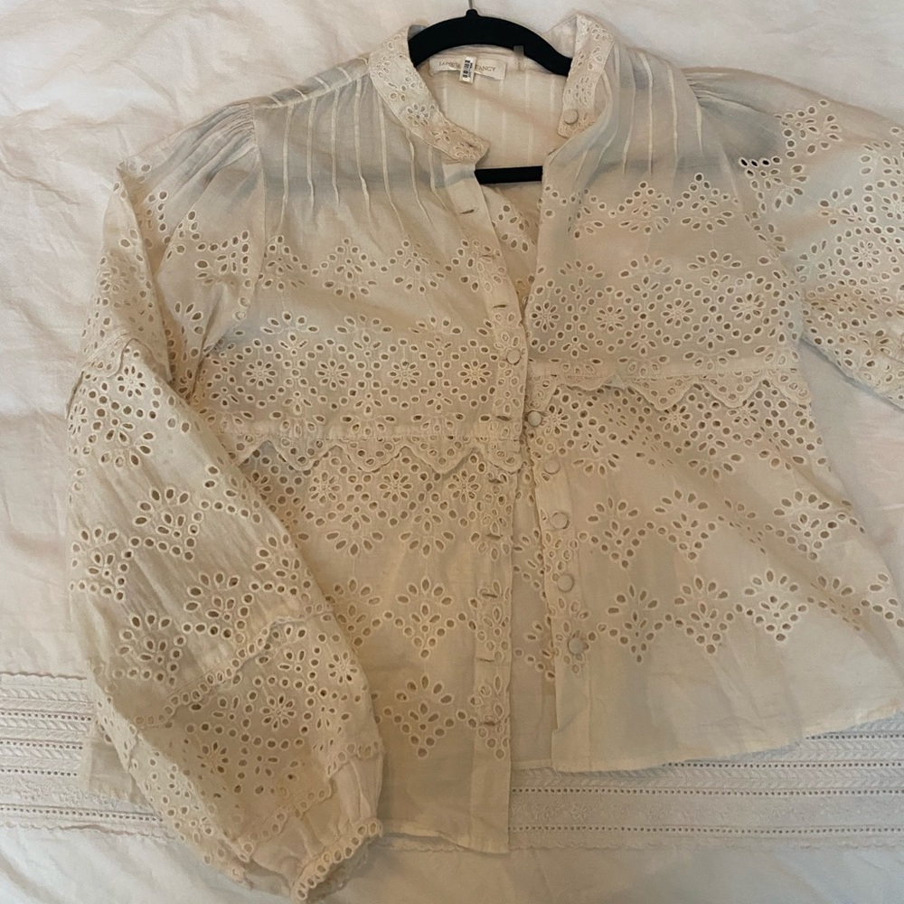brand new white loveshackfancy blouse size XS